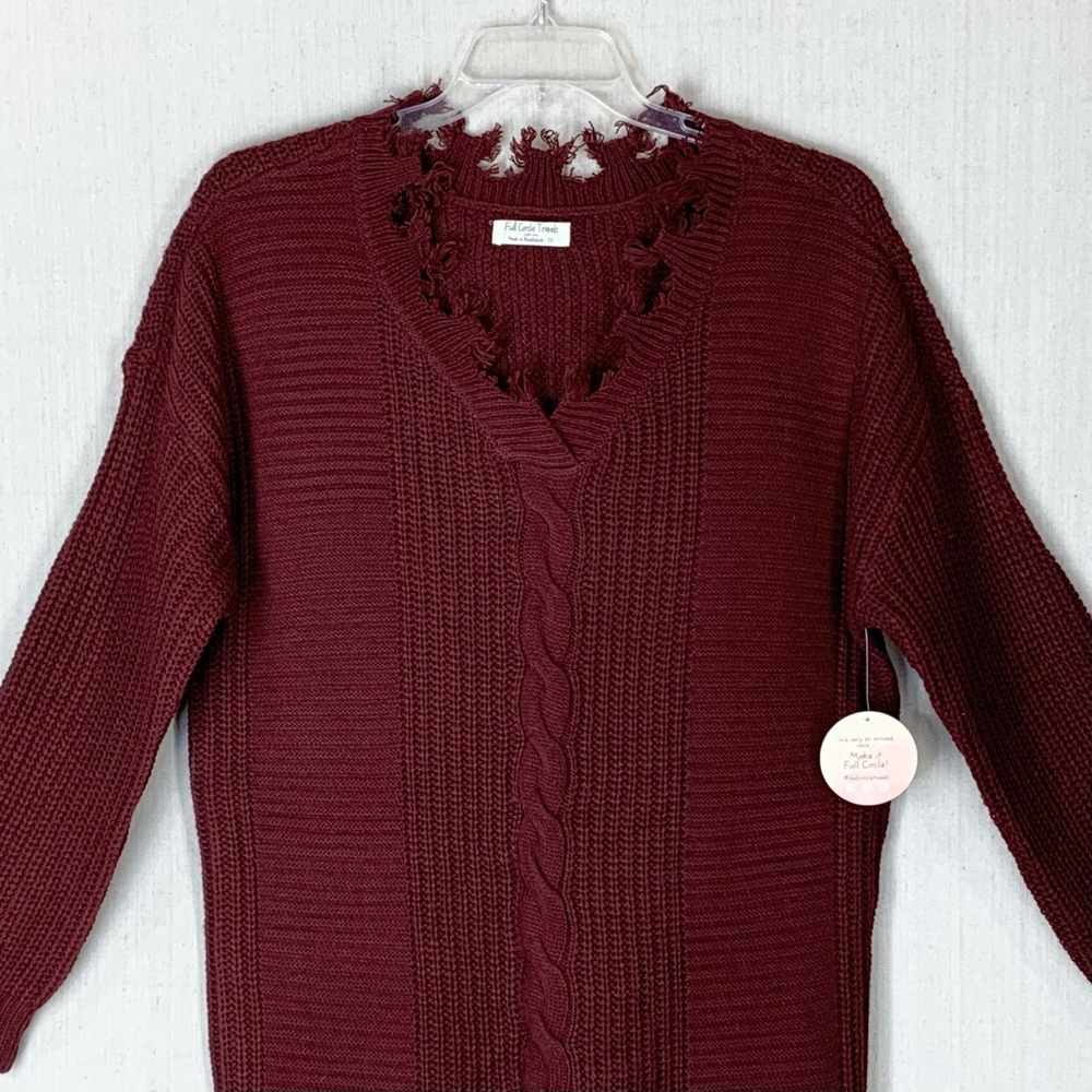 Full Circle Trends~NWT~Long Sleeve Cable Knit Frayed Edge Sweater Dress~Sz 1X - Picture 3 of 14